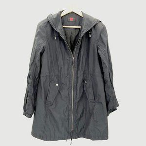 Vintage Gallery Zipup Hooded Long Jacket in Slate Black Size M